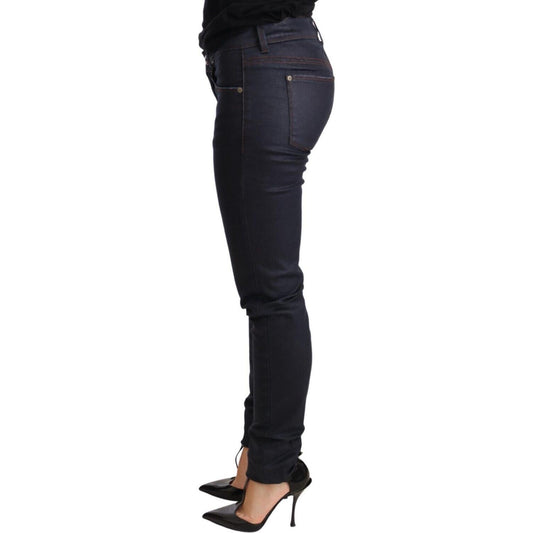 Chic Dark Blue Low Waist Skinny Jeans