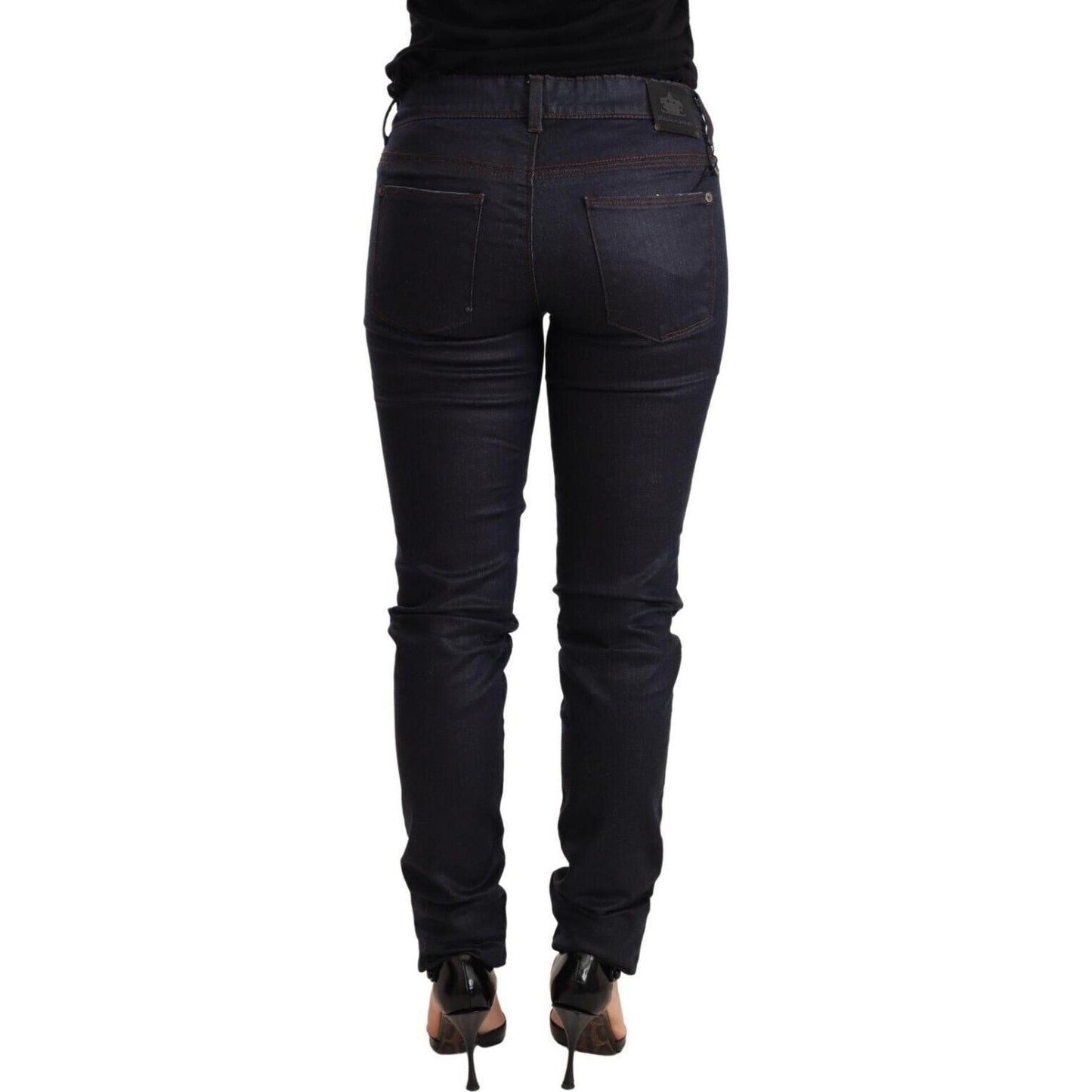 Chic Dark Blue Low Waist Skinny Jeans