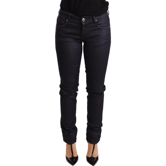 Chic Dark Blue Low Waist Skinny Jeans