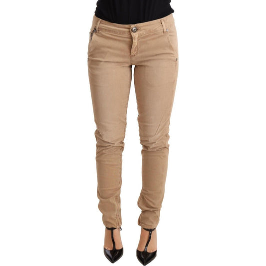 Chic Low Waist Skinny Cotton Trousers