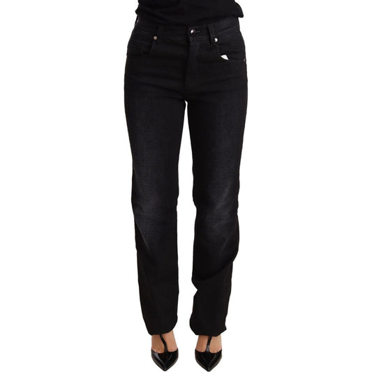 Chic Black Washed Straight Cut Jeans