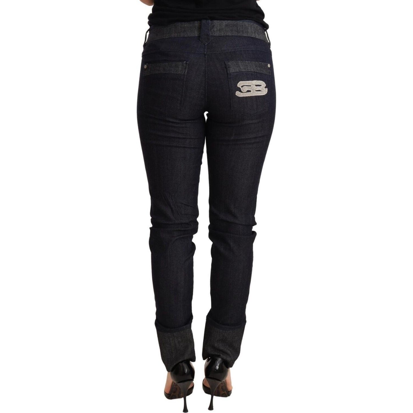 Ermanno Scervino Blue Skinny Folded Hem Denim Trouser Cotton Jeans Jeans & Pants