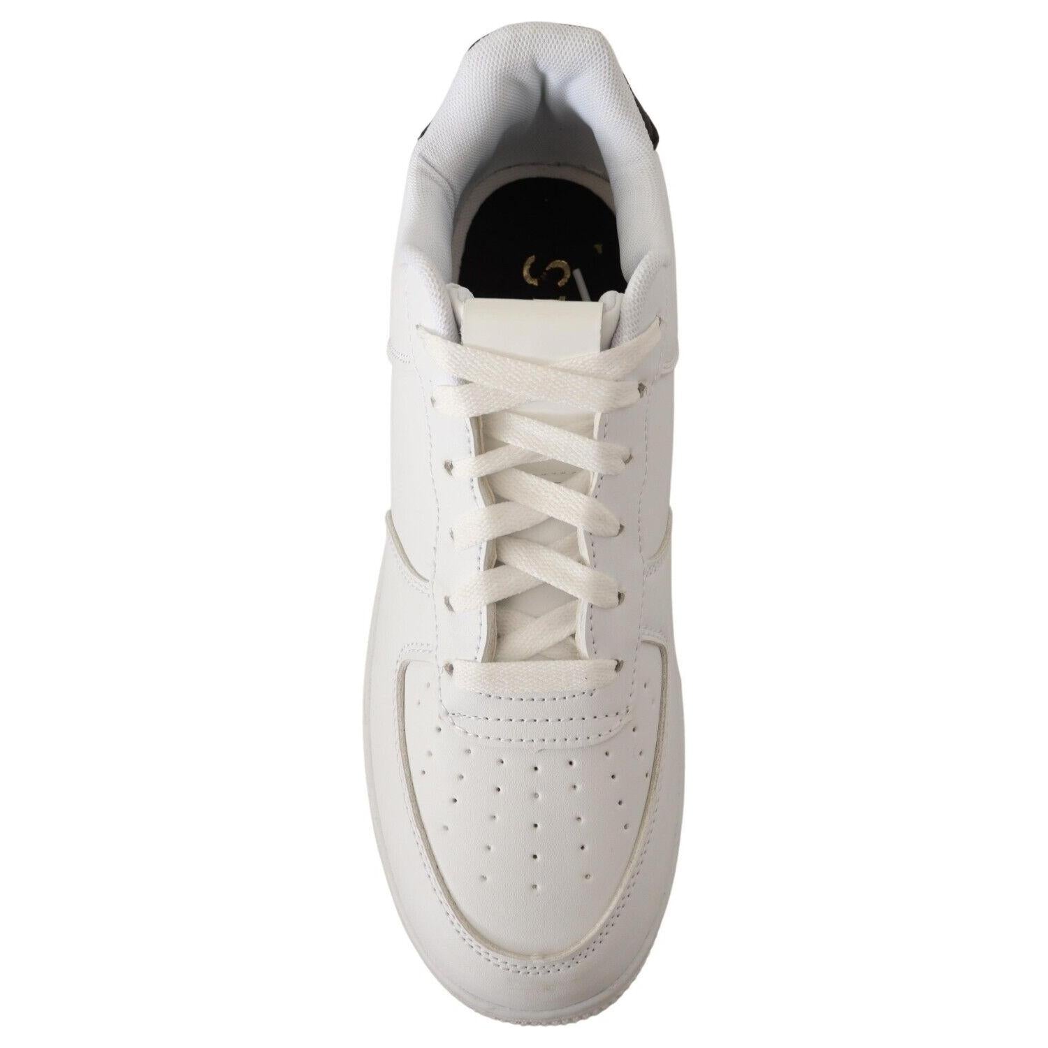 SIGNS White Leather Perforated Lace Up Sneakers Casual Men Shoes