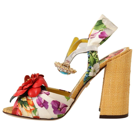 Multicolor Crystal Embellished Heel Sandals