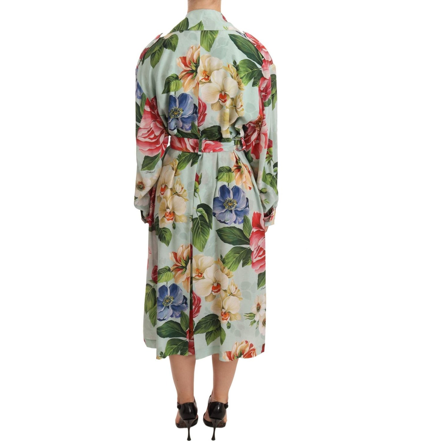 Elegant Floral Silk Trench Coat