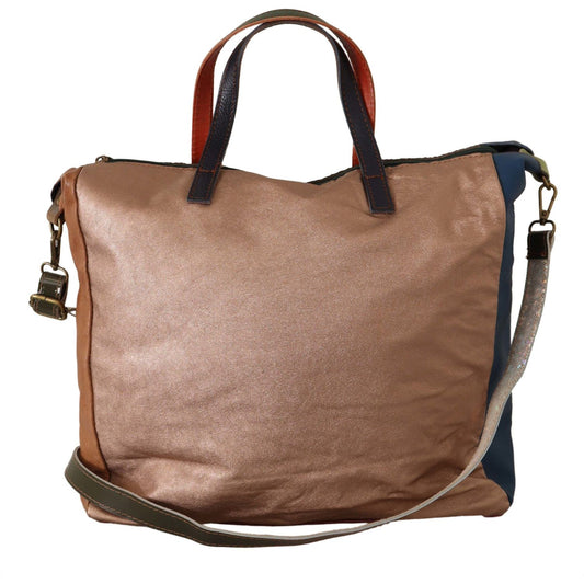 Multicolor Leather Shoulder Tote Bag