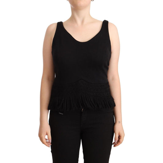 Chic Sleeveless Designer Tank Top in Black