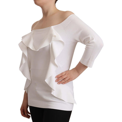 EXTERIOR White Long Sleeves Off Shoulder Women Top Blouse