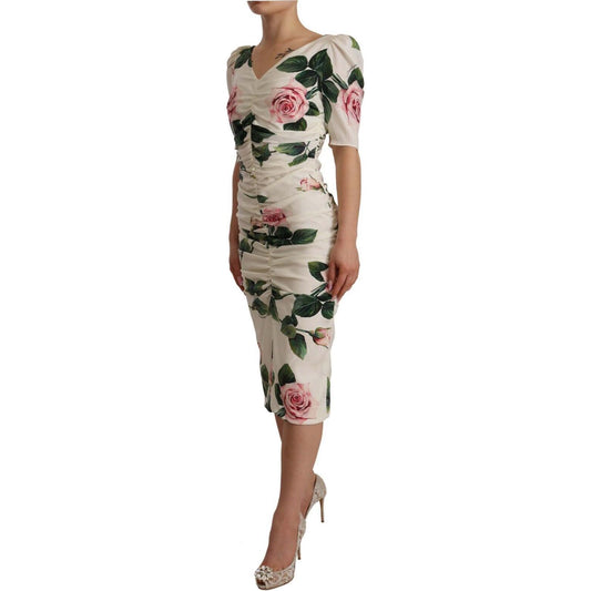 Elegant White Floral Sheath Dress