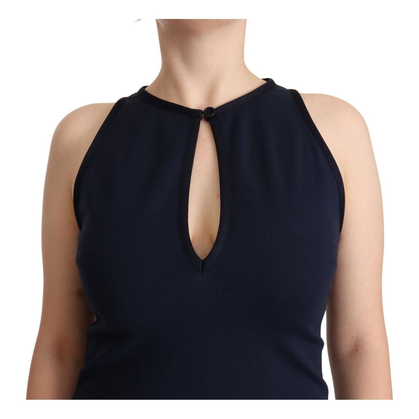 Sleeveless Navy Knee-Length Sheath Dress