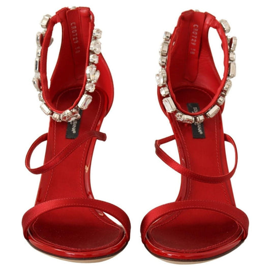 Dolce & Gabbana Red Crystal-Embellished Heel Sandals Heeled Sandals Dolce & Gabbana