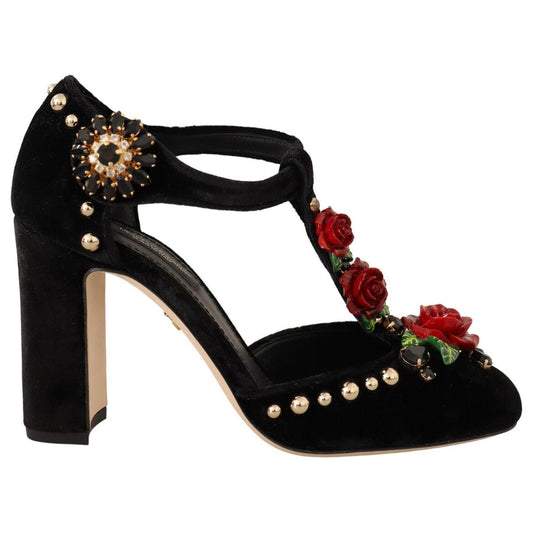 Elegant Velvet T-Strap Mary Jane Pumps