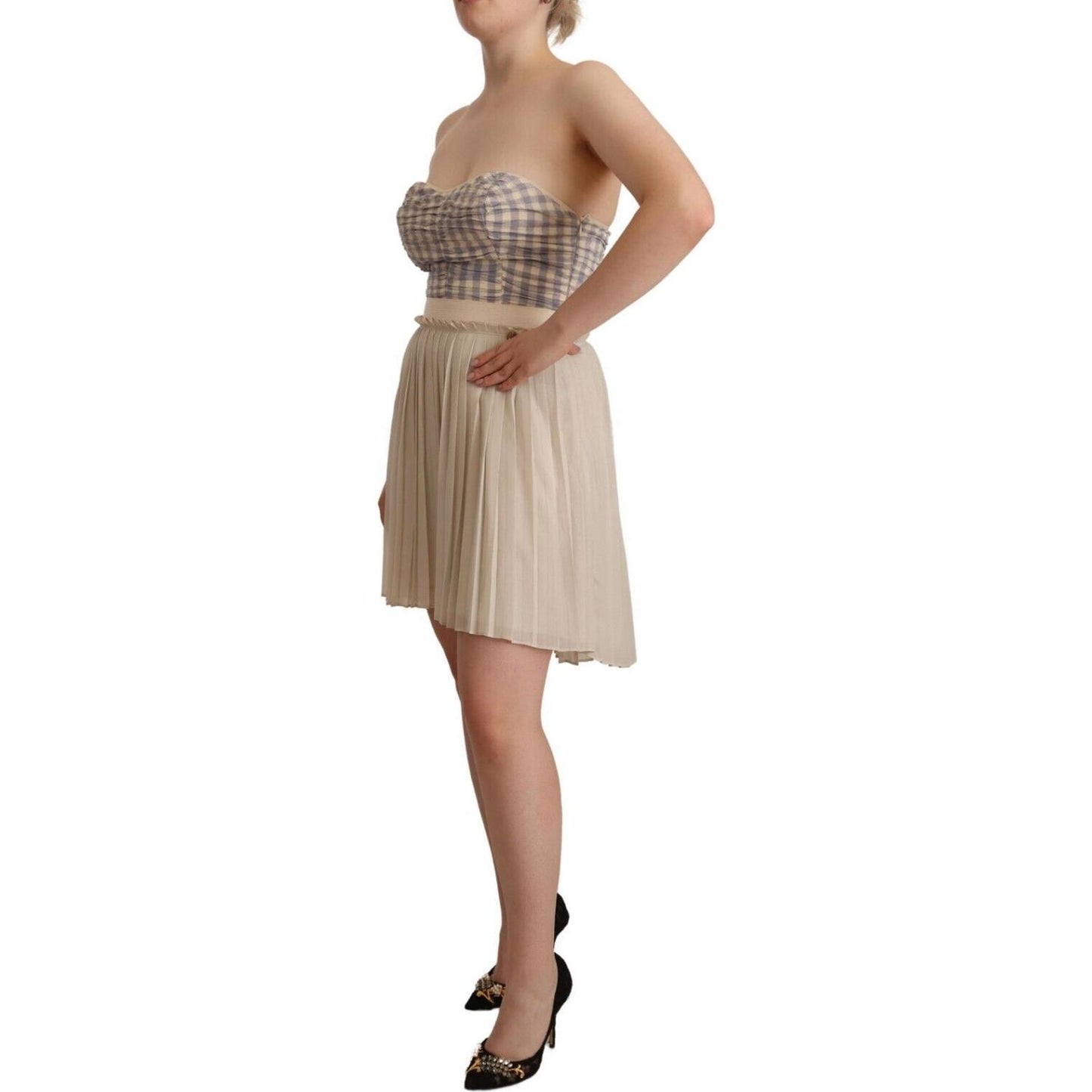 Chic Beige Strapless A-Line Dress