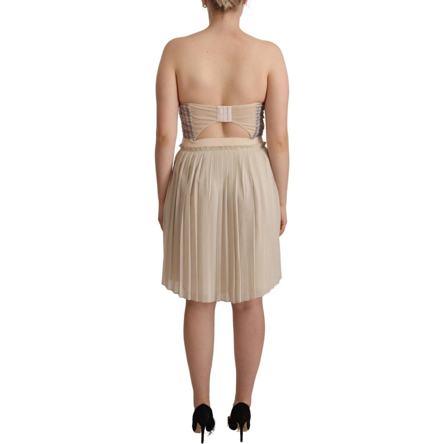 Chic Beige Strapless A-Line Dress