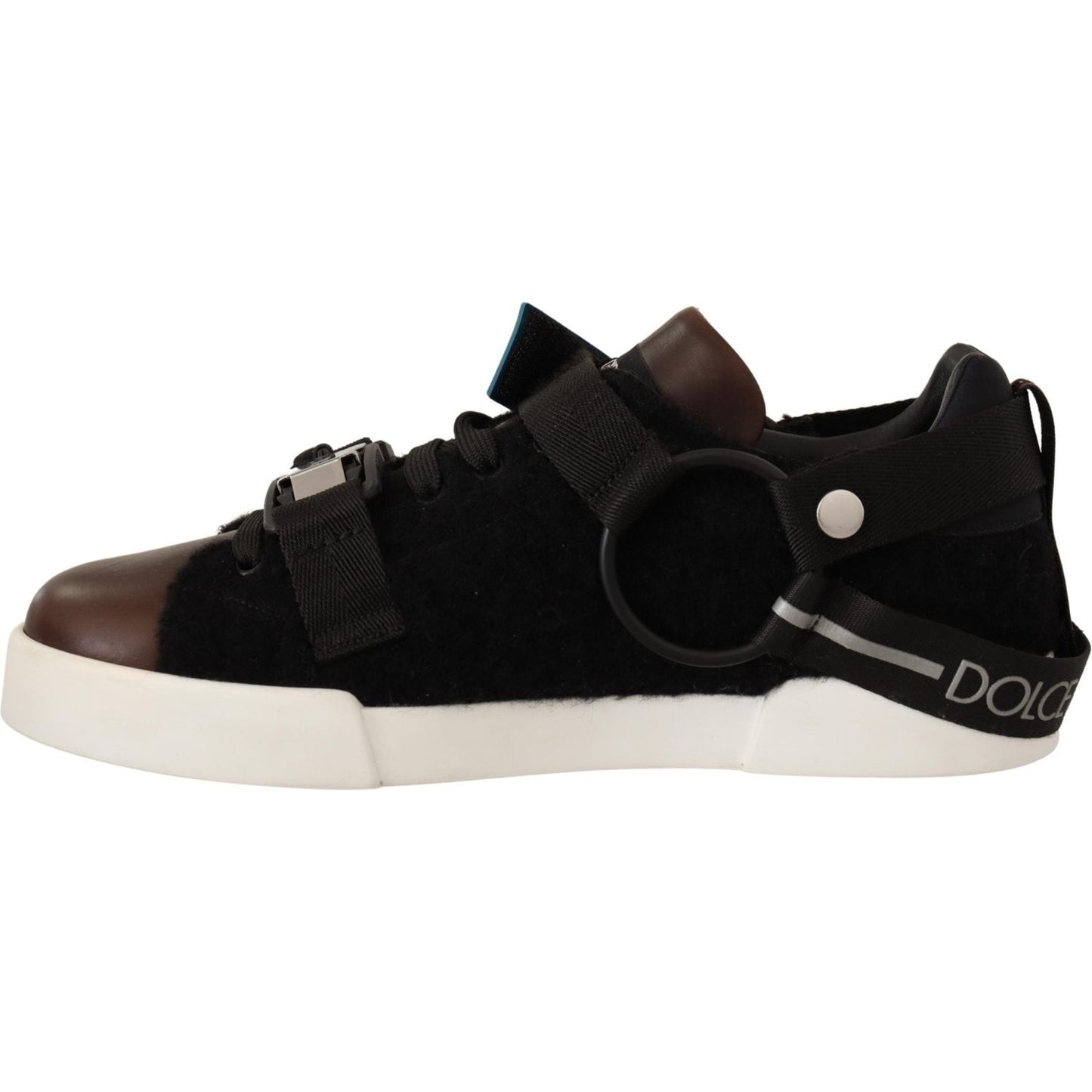 Shearling-Trimmed Leather Sneakers