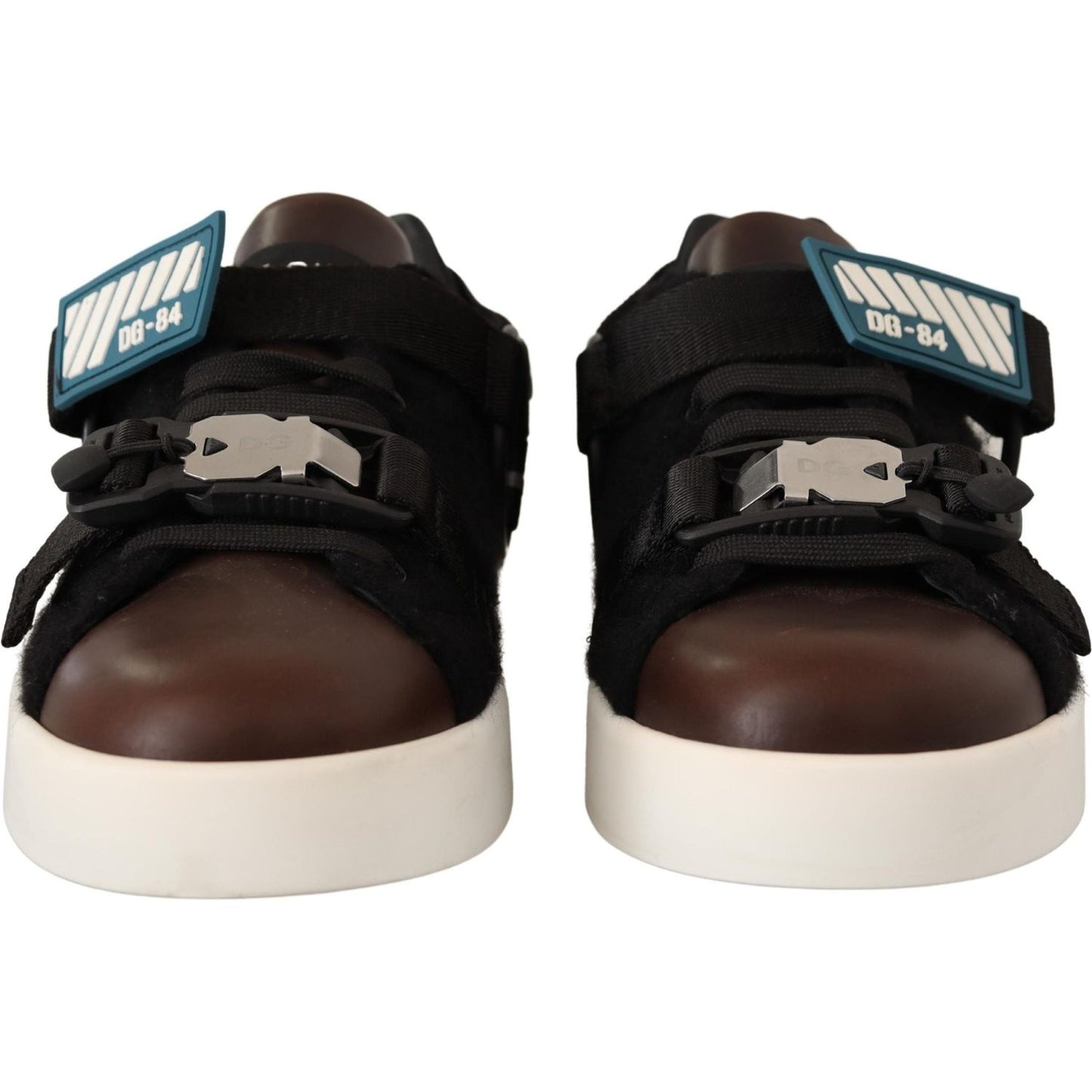 Shearling-Trimmed Leather Sneakers