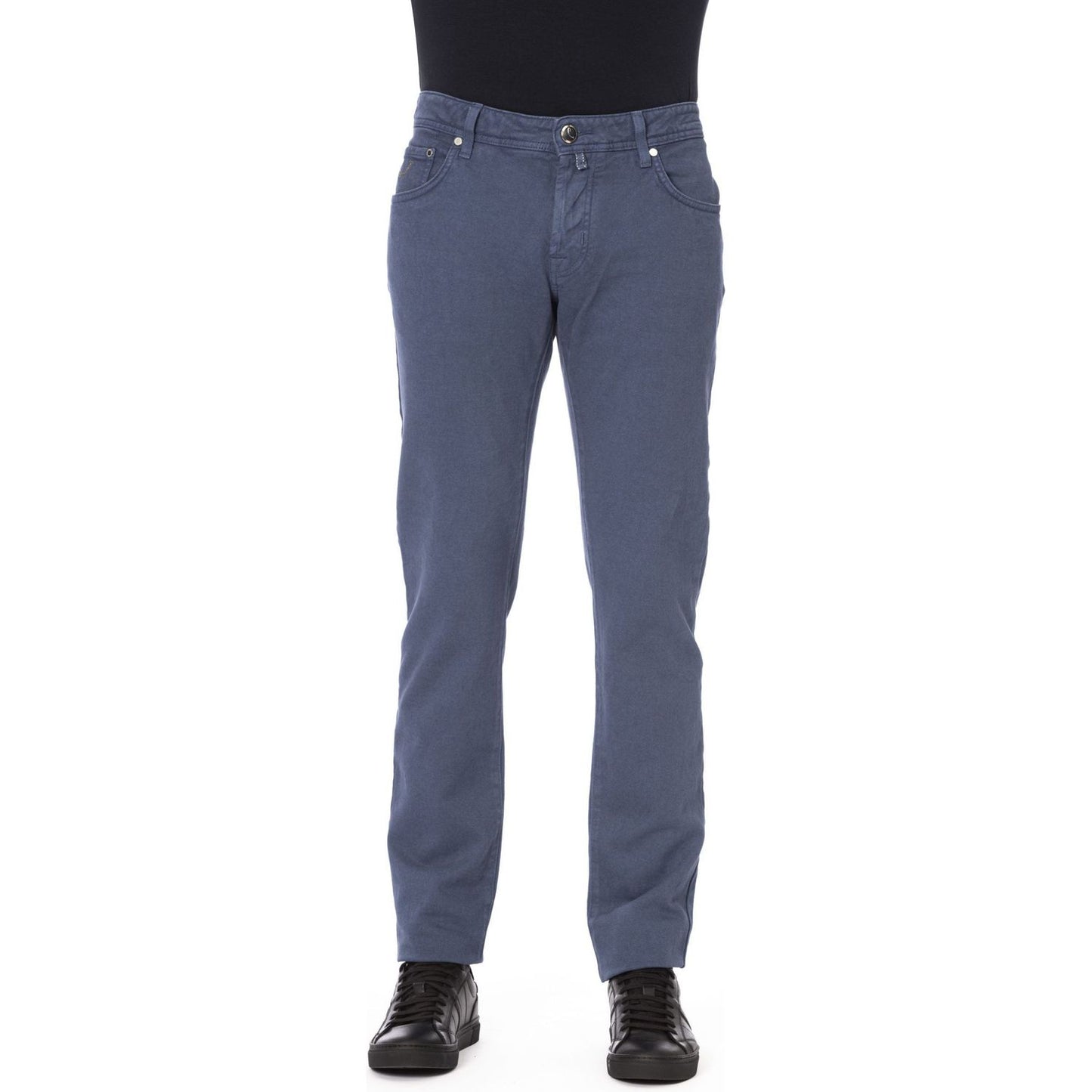 Sleek Blue Cotton Stretch Jeans