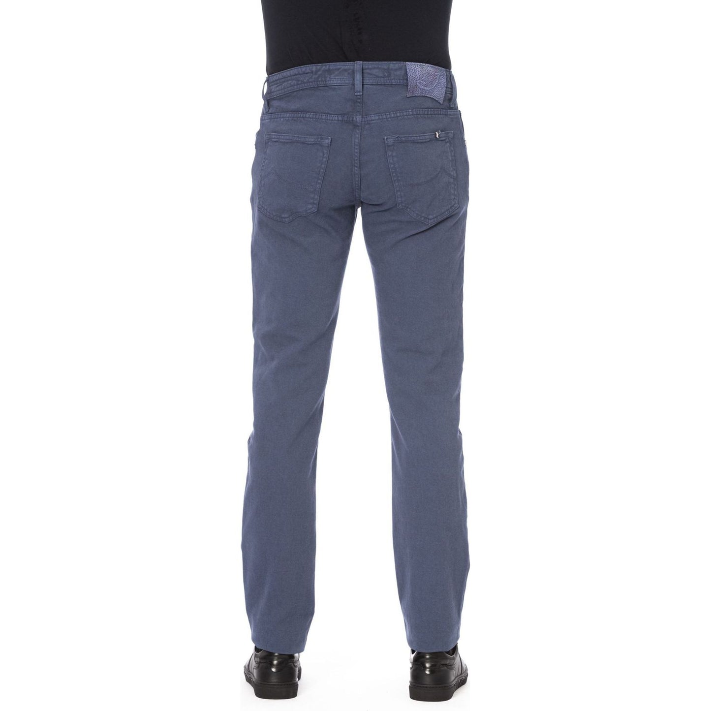 Sleek Blue Cotton Stretch Jeans