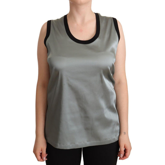 Dolce & Gabbana Silver Round Neck Sleeveless Casual Tank Top Dolce & Gabbana
