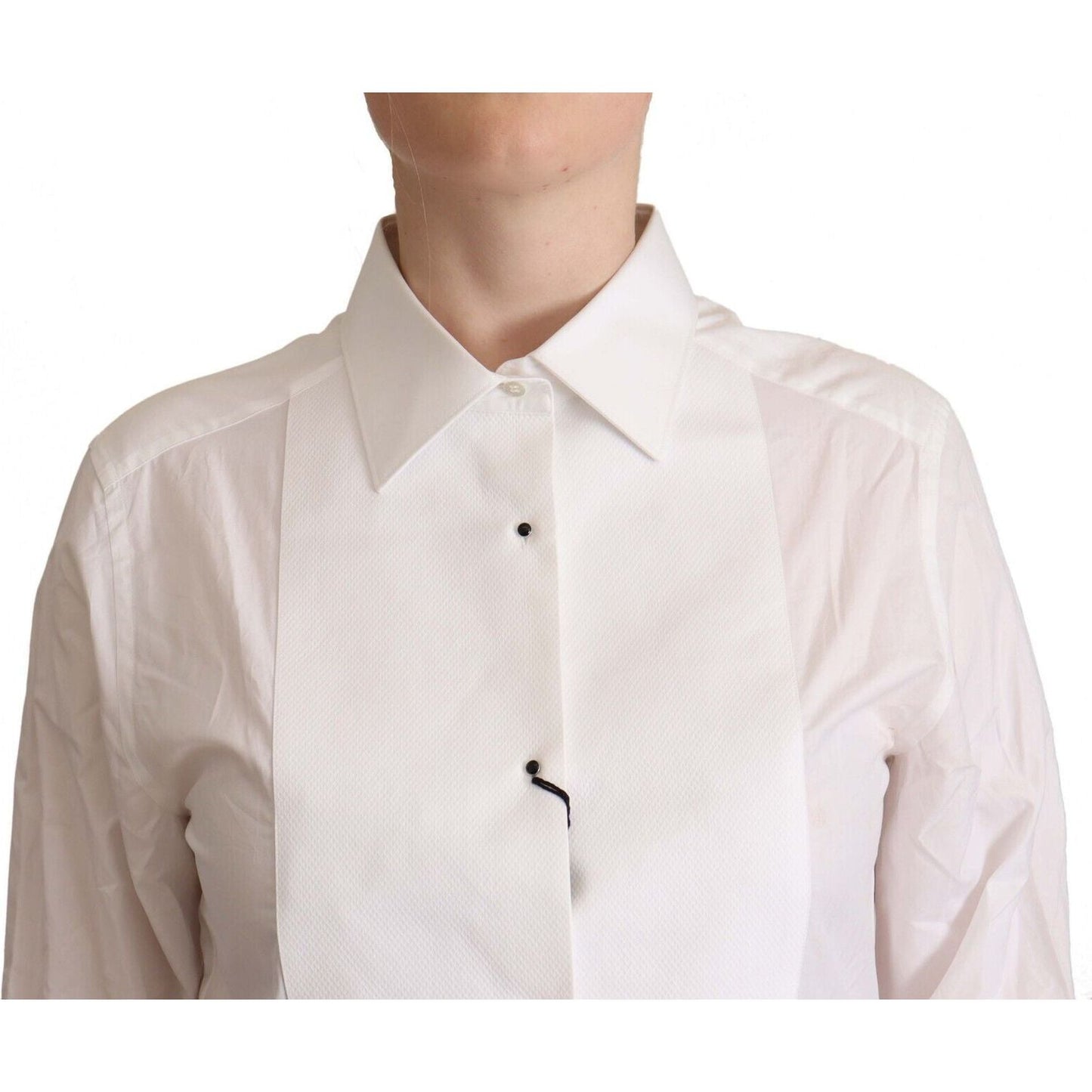 Elegant White Cotton Collared Top