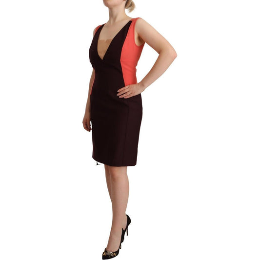 Multicolor V-Neck Sleeveless Sheath Dress