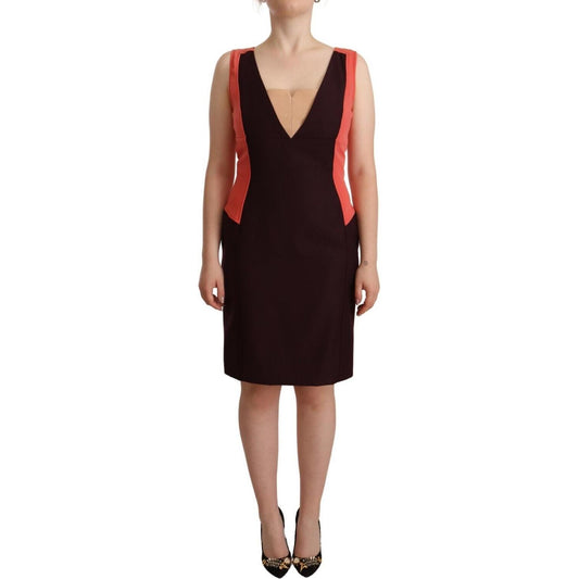 Multicolor V-Neck Sleeveless Sheath Dress