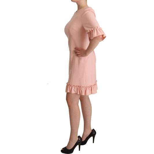 Ruffled Sleeve Sheath Dress in Pink