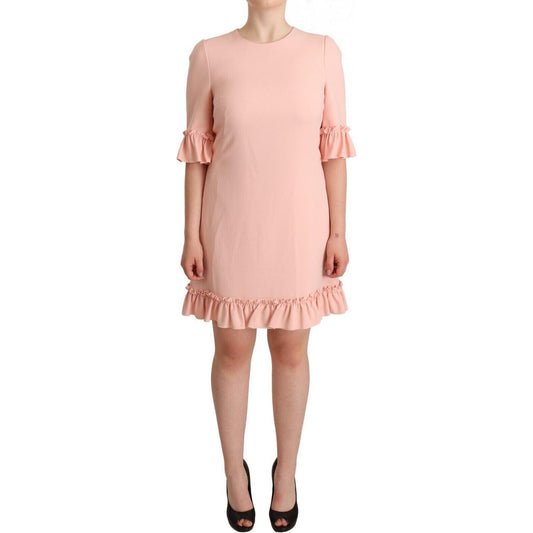 Dolce & Gabbana Pink Ruffled Sleeves Viscose Sheath Dress Dolce & Gabbana