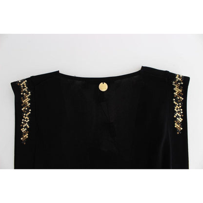 Roccobarocco Black Embellished Jersey Mini Sheath Short Dress