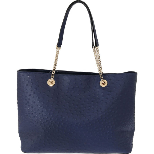 Elegant Ostrich Leather Handbag in Blue