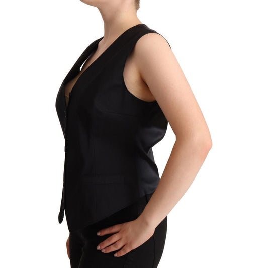 Chic Buttoned Black Waistcoat