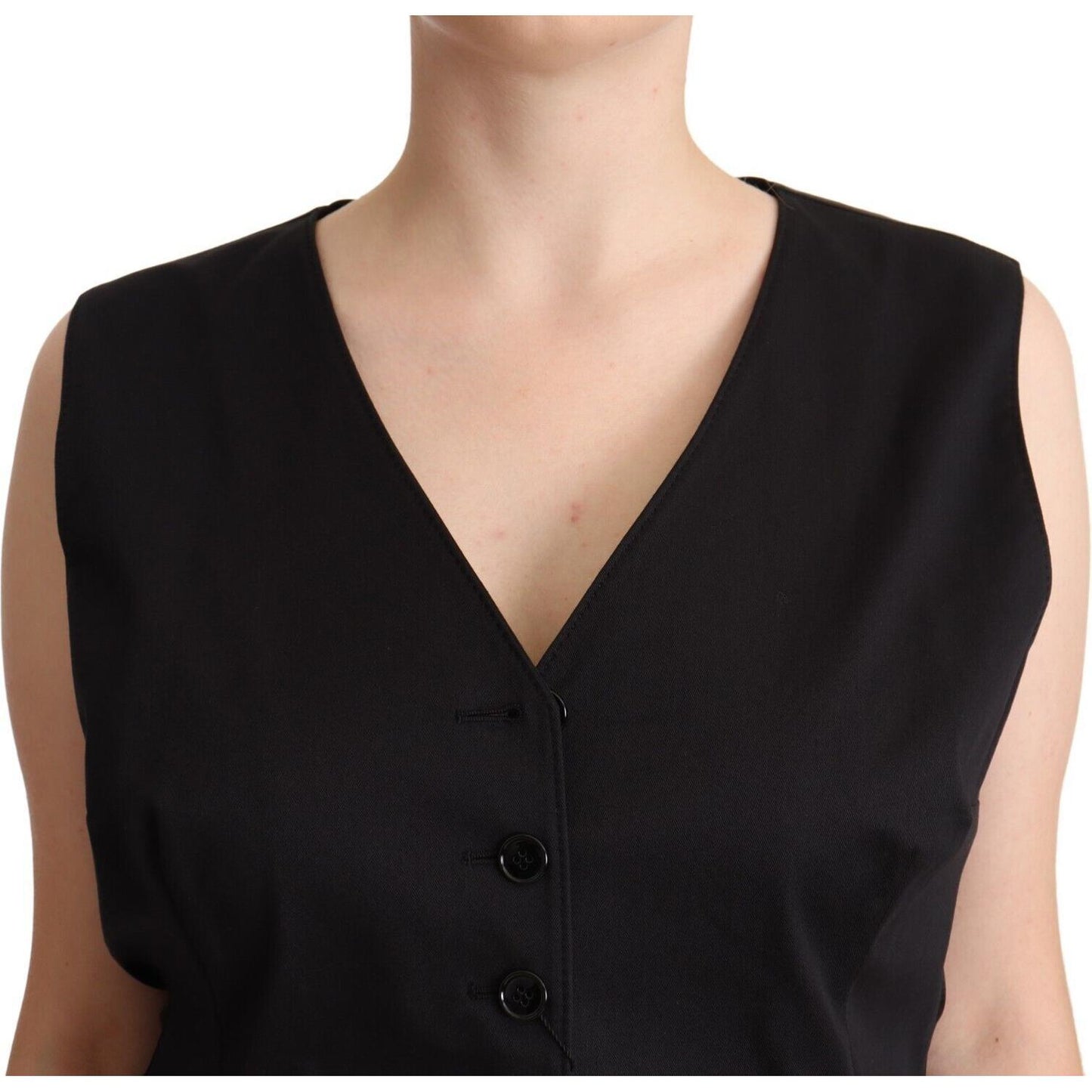 Chic Buttoned Black Waistcoat