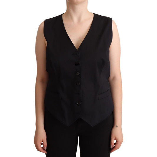 Chic Buttoned Black Waistcoat