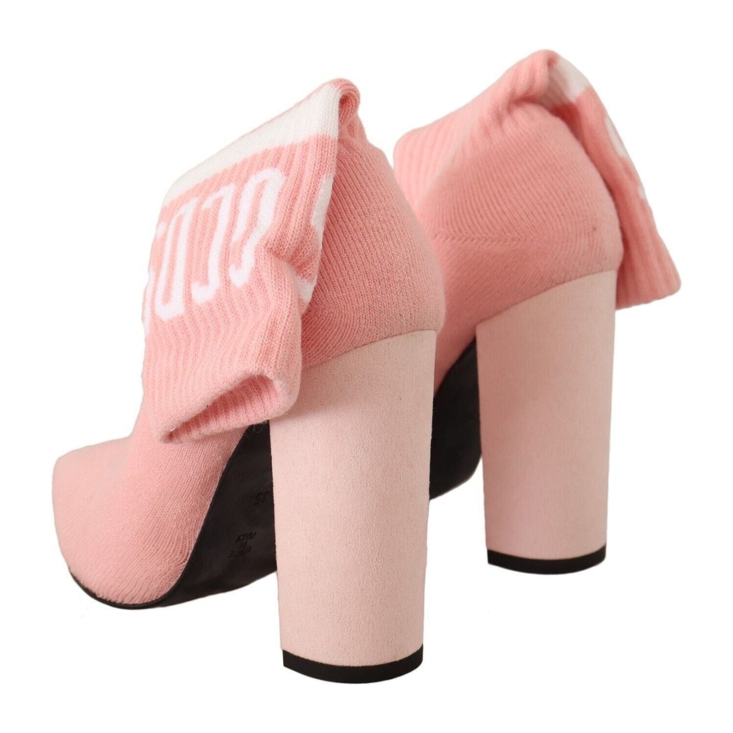 Chic Pink Suede Ankle Boots with Logo Socks