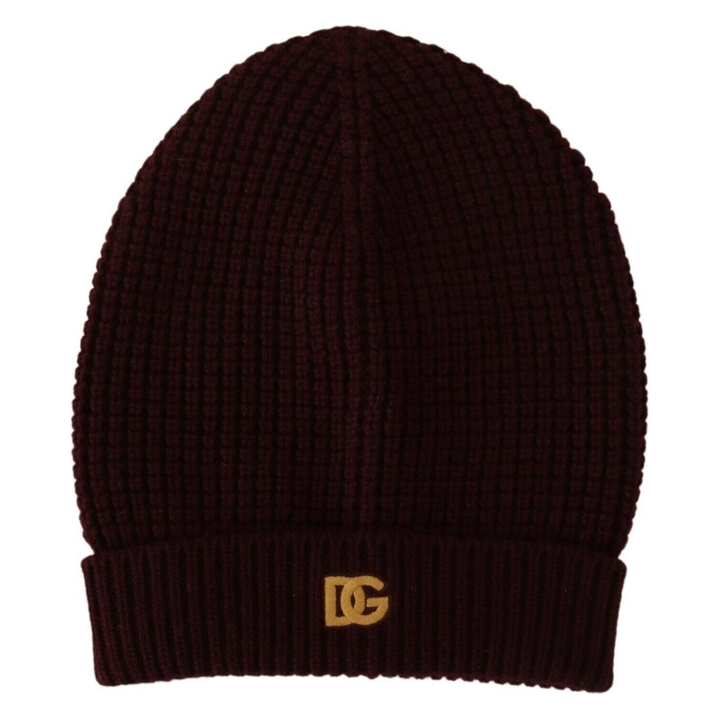 Elegant Cashmere Knit Beanie in Dark Red