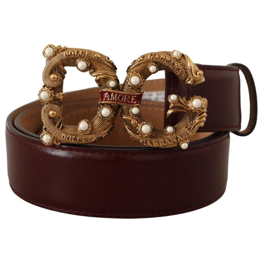 Elegant Bordeaux Leather Amore Belt