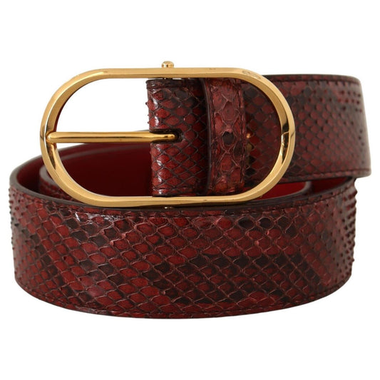 Elegant Red Snakeskin Leather Belt