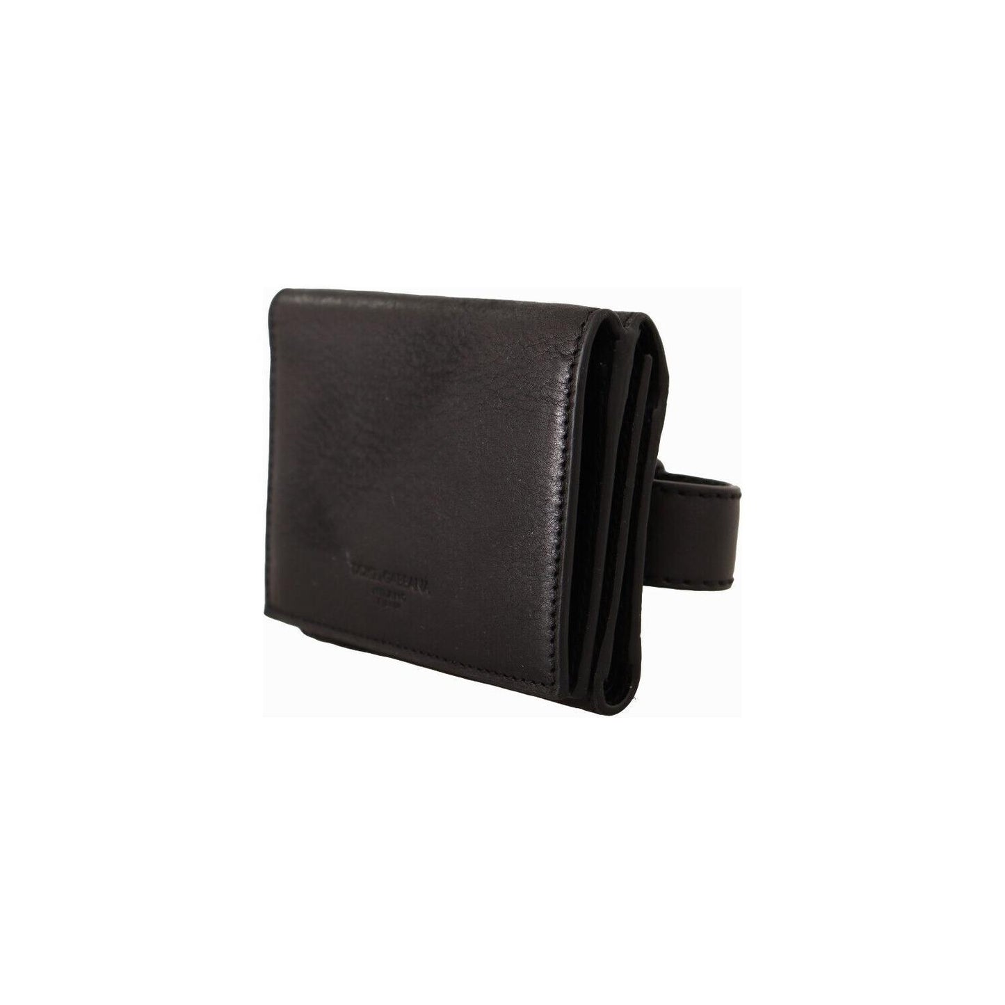 Elegant Black Leather Multi-Kit Trifold Wallet