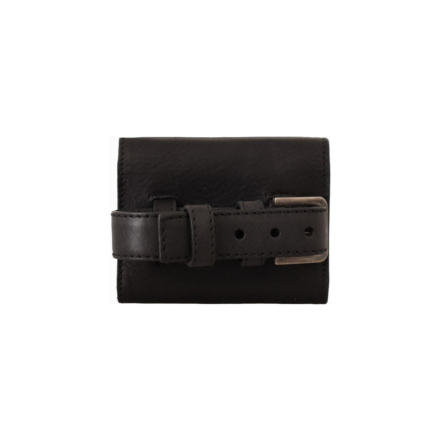 Elegant Black Leather Multi-Kit Trifold Wallet