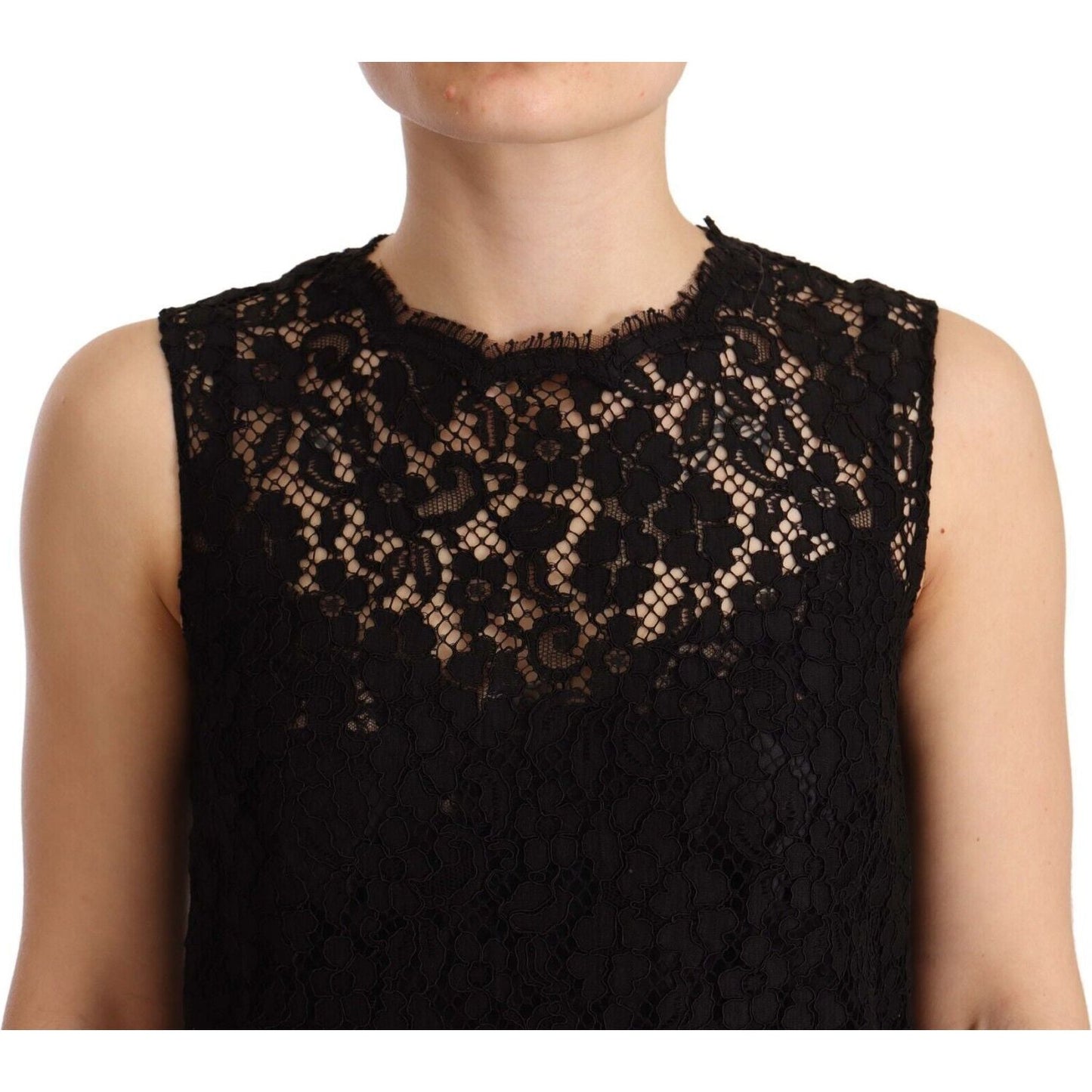 Elegant Floral Lace Sheath Dress in Black