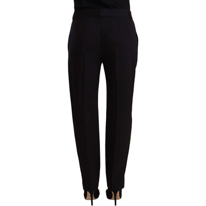 Dolce & Gabbana Black Mid Waist Skinny Trouser Wool Pants