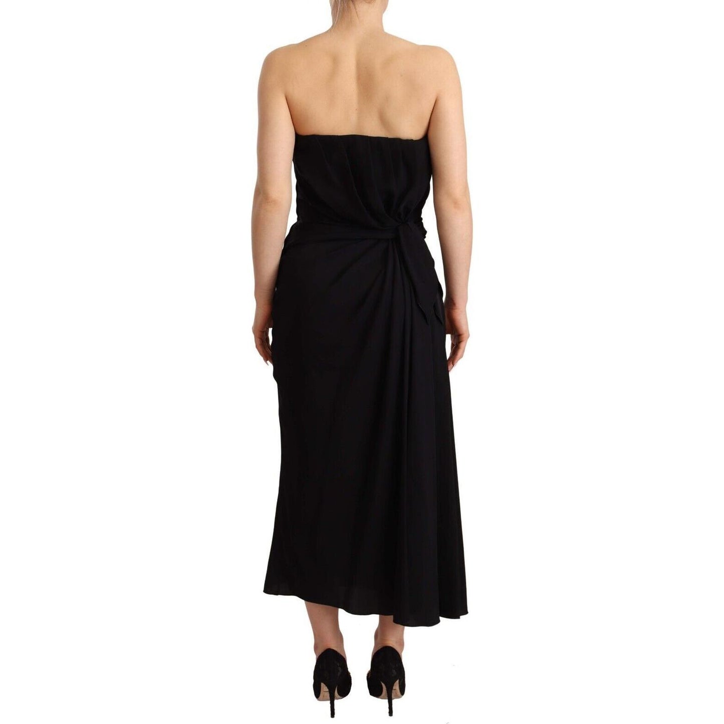 Elegant Strapless Silk Midi Dress