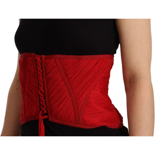 Elegant Red Silk Corset Belt Top