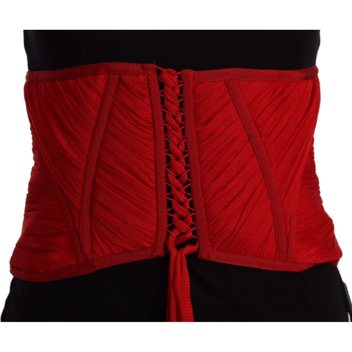 Elegant Red Silk Corset Belt Top