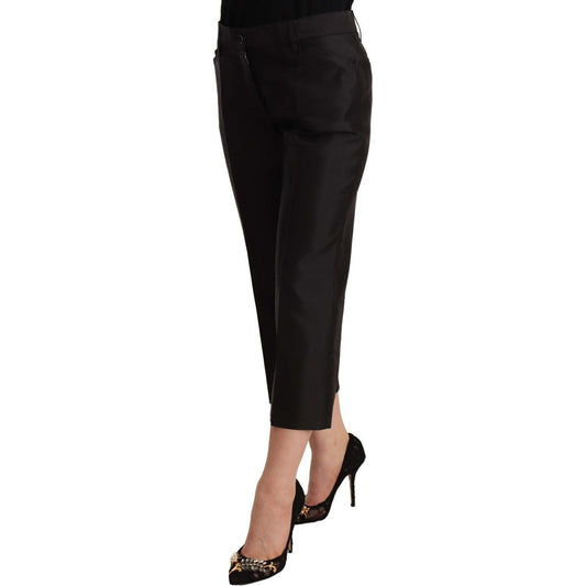 Chic Silk Cropped Trousers in Timeless Black