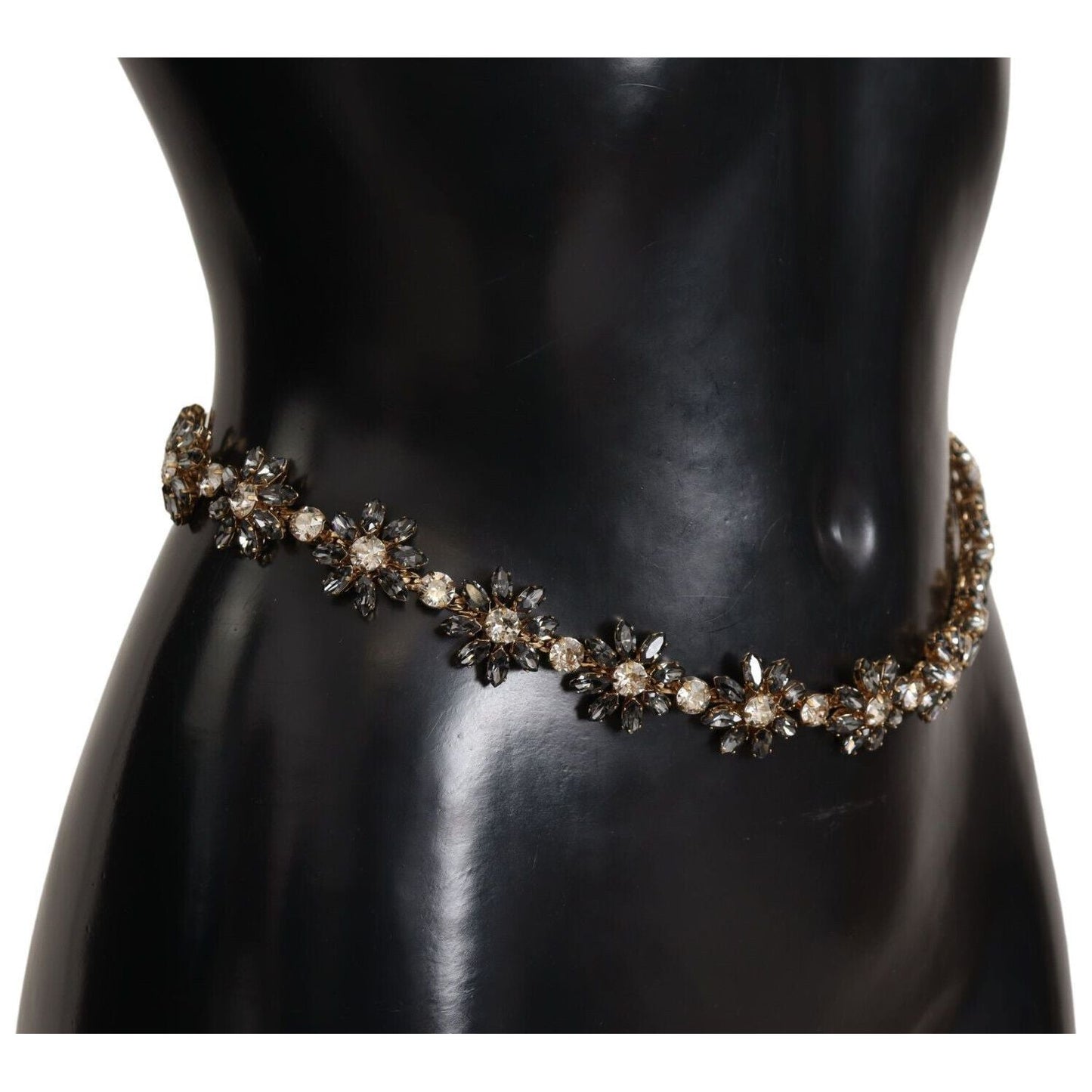 Elegant Crystal Daisy Chain Leather Belt