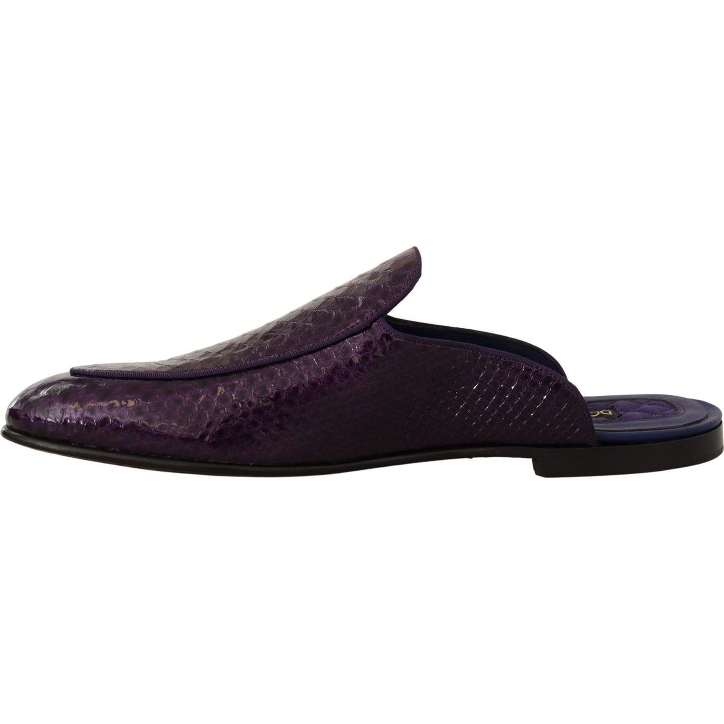 Dolce & Gabbana Purple Exotic Leather Flats Slides Shoes