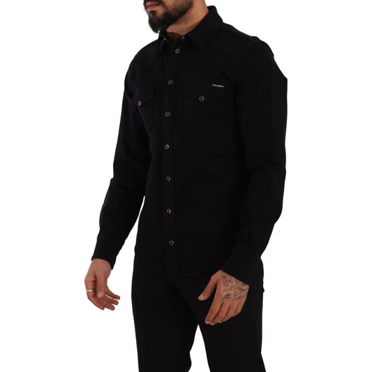 Slim Fit Casual Black Designer Shirt