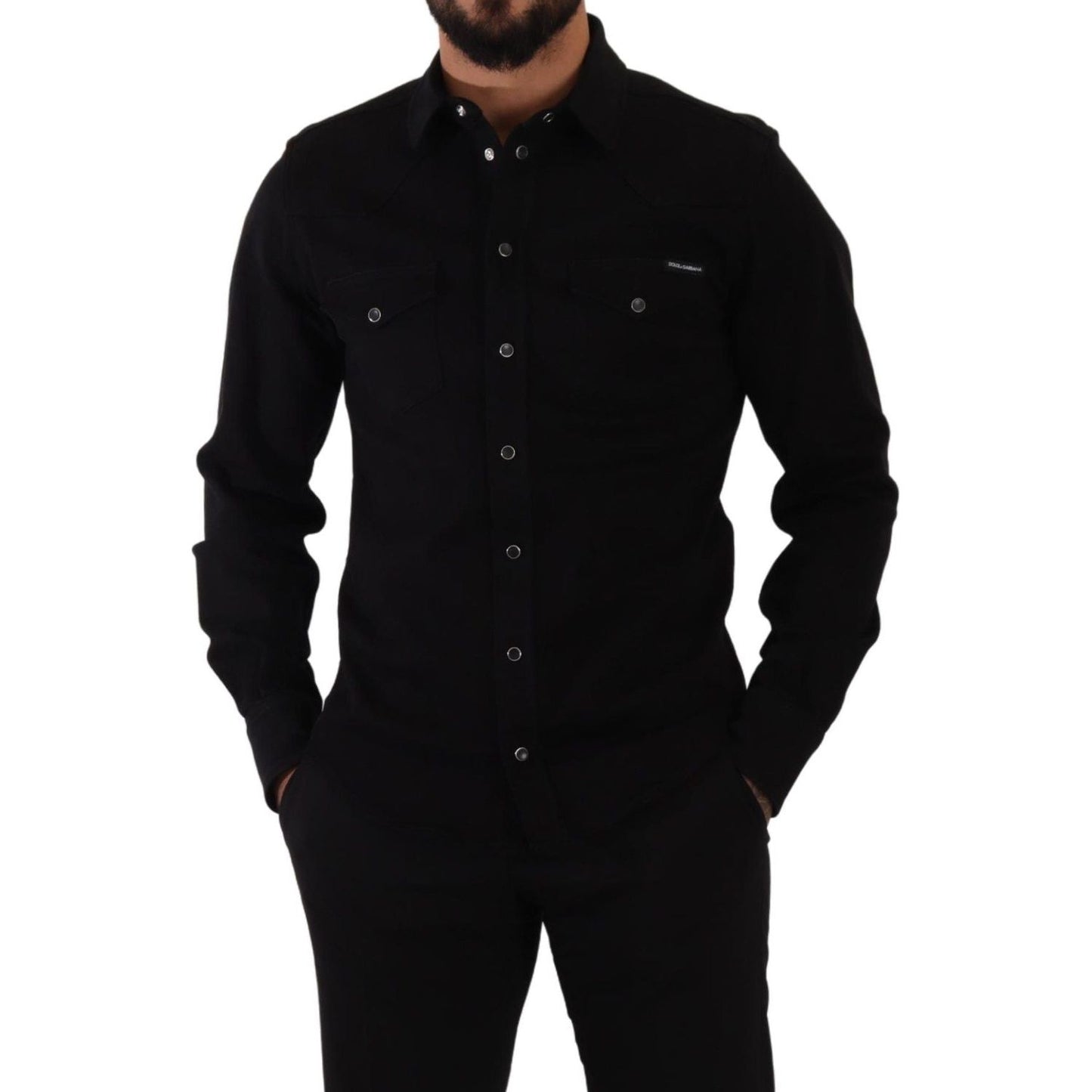 Slim Fit Casual Black Designer Shirt