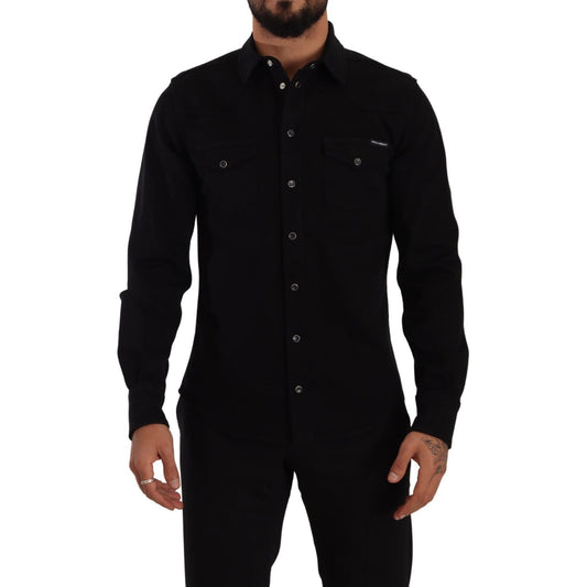 Slim Fit Casual Black Designer Shirt